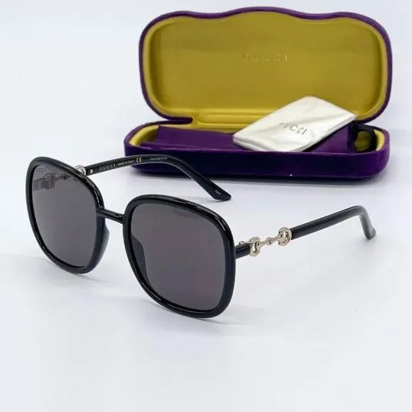 Sale! New Gucci Women\'s 57mm Black Sunglasses! Gucci GG0022S 001 57MM Black/Grey Gradient Square Sunglasses  main image 4